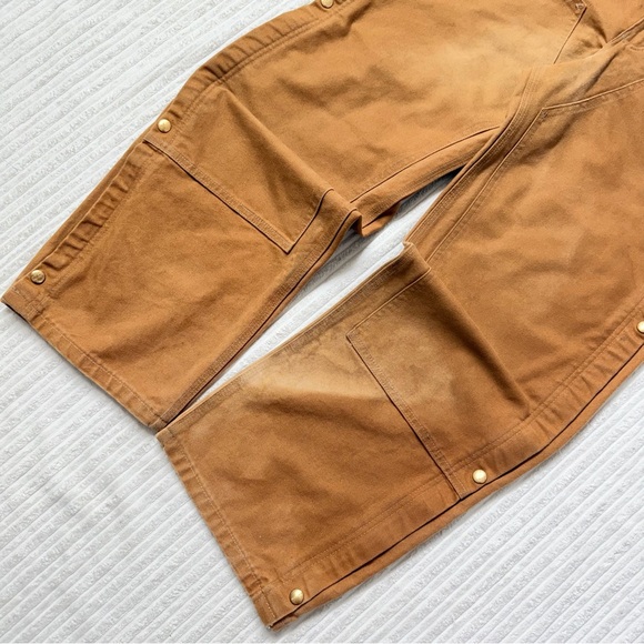 Carharrt R37 Brown Duck Canvas Relaxed Fit Work Bib Overalls | 34x30 - Picture 3 of 7